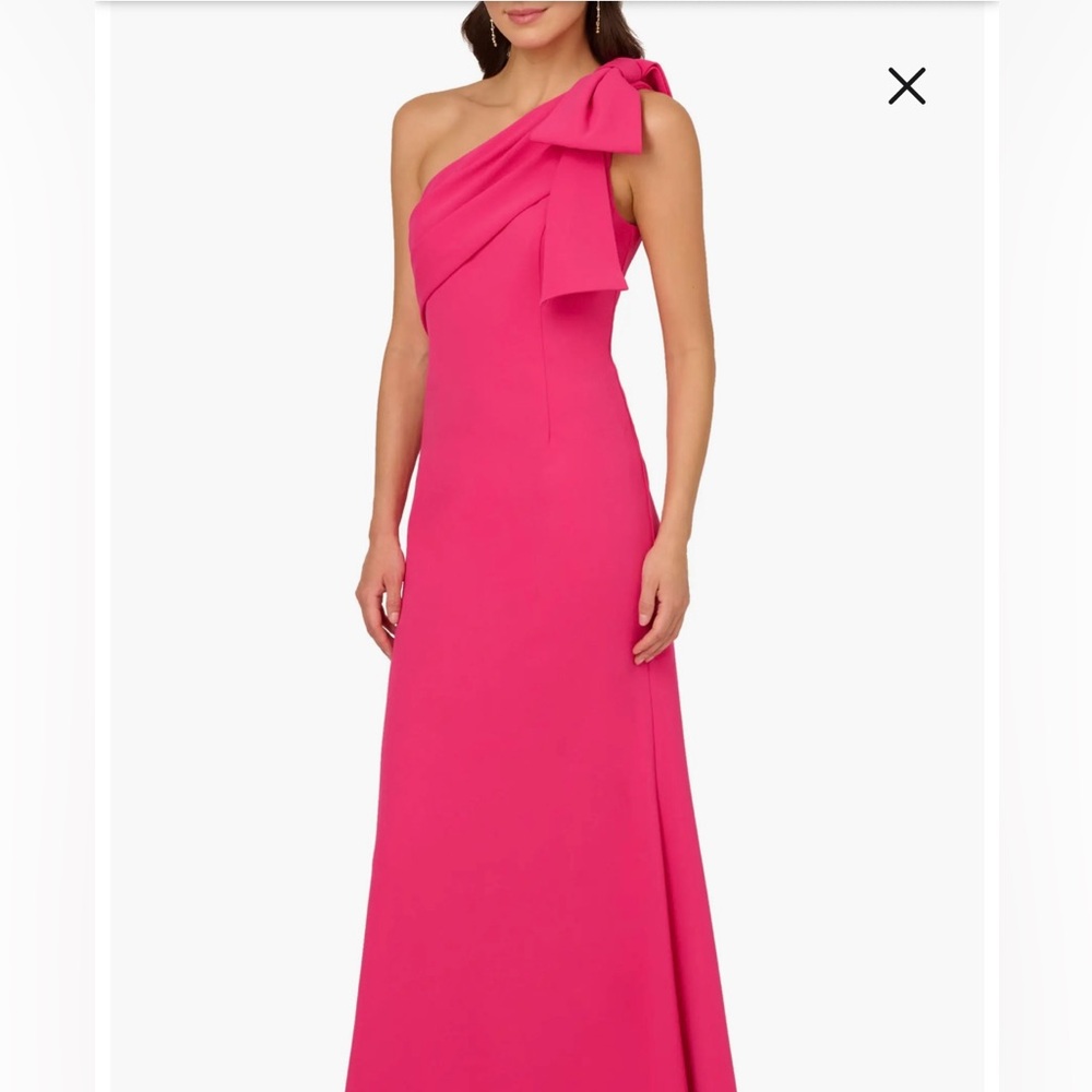 Adrianna Papell Fuchsia One-Shoulder Gown